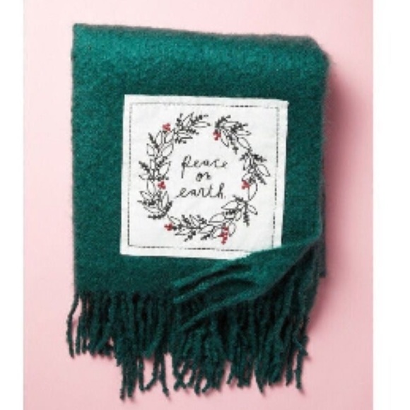 Rae Dunn “Peace on Earth” Faux Mohair Throw - Picture 3 of 9